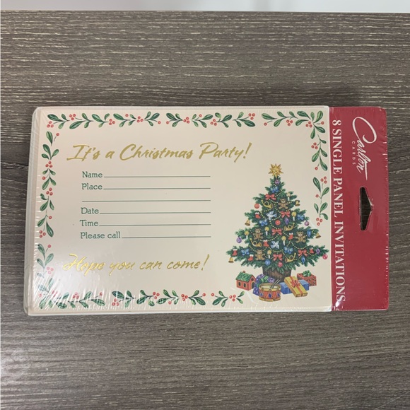 Christmas Party Cards 8pk Carlton Holiday Single Pannel Invitations Lot Of 2 USA - Picture 4 of 4